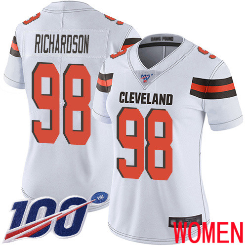 Cleveland Browns Sheldon Richardson Women White Limited Jersey #98 NFL Football Road 100th Season Vapor Untouchable